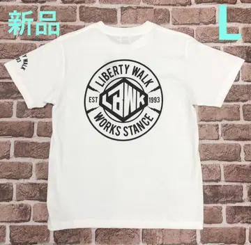 LIBERTY WALK 상의 반팔 티셔츠 화이트 프린트 로고