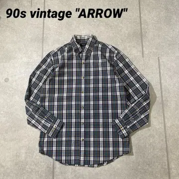 90년대 빈티지 ARROW 애로우 긴팔 체크 버튼 다운 셔츠 M