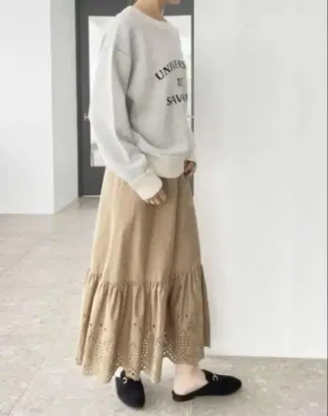 spick and span 코튼 자수 레이스 스커트