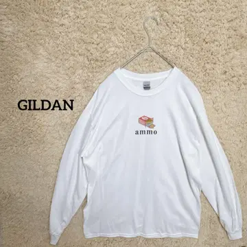 [ GILDAN ] 길단 롱 T셔츠 남성용 프린트 셔츠 화이트