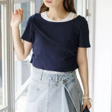 Kastane 리브 레이어드 TEE 네이비