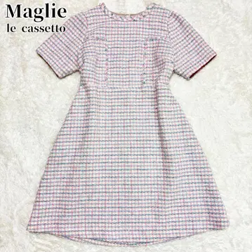 Maglie le cassetto 팬시 트위드 핑크 원피스