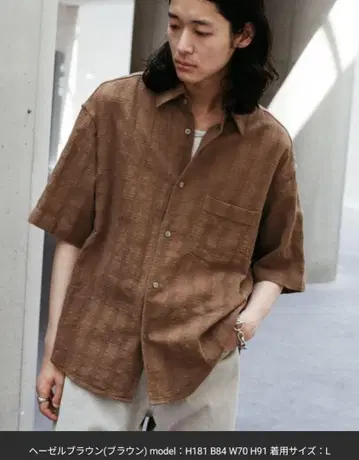 WYM GAUZE MESH CHECK H/S SHIRT L 사이즈