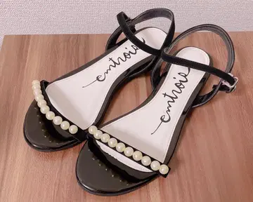 emtroie 엠트로이 펄 포인트  섬세한 샌들 24.5cm 블랙