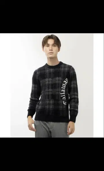 Callaway 체크 무늬 크루넥 스웨터