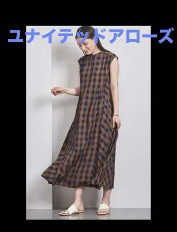 UNITED ARROWS 깅엄 체크 슬리브리스 원피스