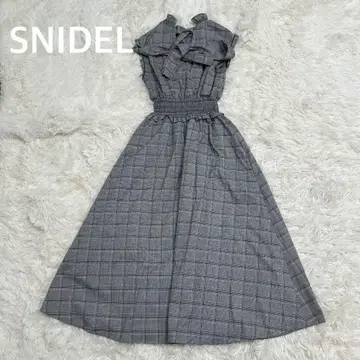 SNIDEL 스나이델 허리 셔링 리본 원피스 그레이