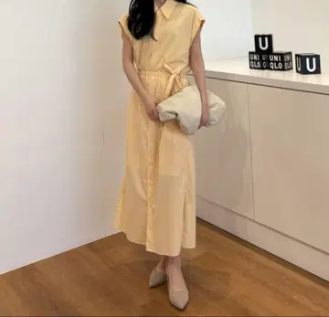 UNIQLO 유니클로 코튼 셔츠 원피스/슬리브리스
