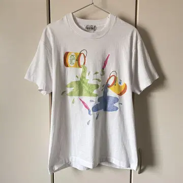 90s that's me! USA제 페인트 프린트 티셔츠 싱글 스티치