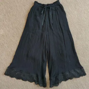 블랙 가우초 팬츠 레이스 밑단
