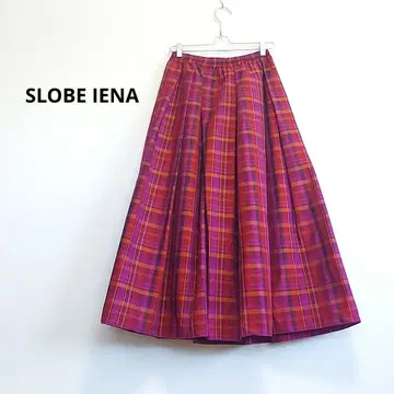 새상품급 2019SS SLOBE IENA 타프타 체크 개더 롱 스커트