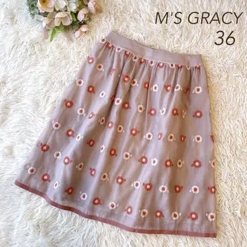 새상품급 M'S GRACY 2020년 플라워 모티브 스커트 베이지 36