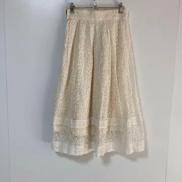 JILLSTUART 아이보리 레이스 플레어 롱 스커트