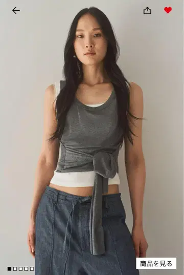 H&M 그레이 태국 디테일 탱크탑