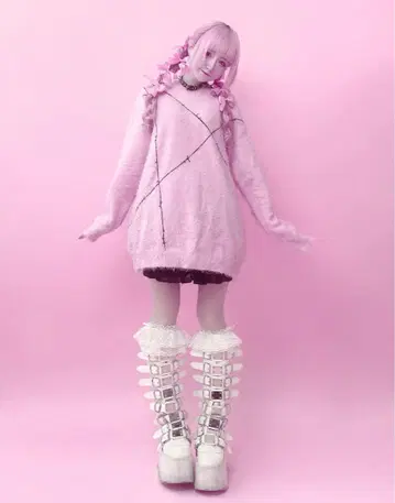AVENCHUMU shaggy knit pink 샤기 니트