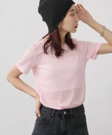 Auntie Rosa Holiday 시어 리브 크루 TEE 핑크