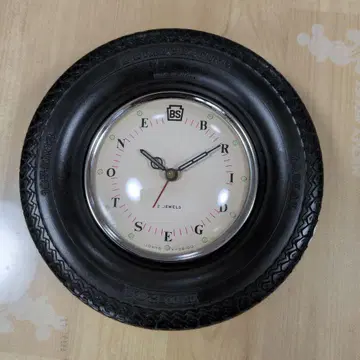 BS 타이어형 알람 시계 직경 15cm 빈티지 새상품급