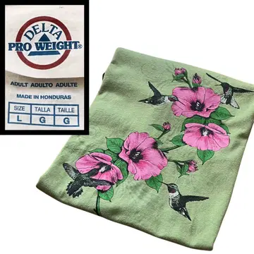 90s-00s DELTA Hummingbird & Hibiscus Tee