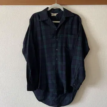 60년대 비에라 셔츠 Viyella 오픈 카라 블랙 워치