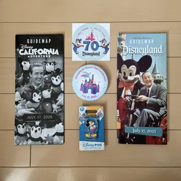 디즈니랜드 70주년 개원일 가이드 핀 씰 세트