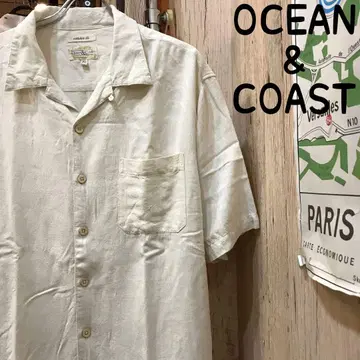 OCEAN&COAST 실크 알로하 셔츠 XL 구제 의류 (1764)