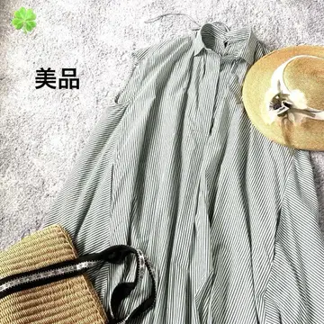 JOURNAL 코튼 스트라이프(그린, 화이트) 빅 디자인 원피스