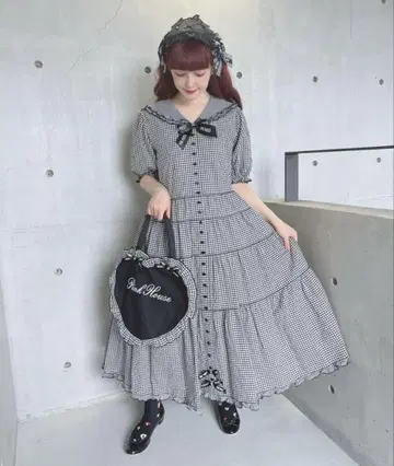 PINK HOUSE 핑크하우스 아오키 미사코 콜라보 반팔 세일러 원피스
