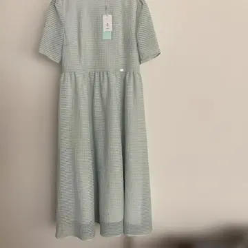 TOCCA 민트 그린 깅엄 체크 반팔 원피스