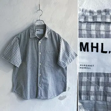 새상품급 MHL. 코튼 린넨 체크 셔츠 마가렛 호웰