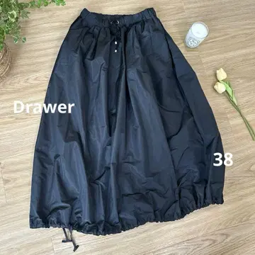 Drawer 드로어 허리 개더 벌룬 스커트 롱 38 블랙