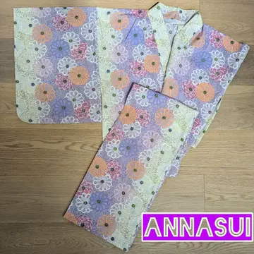 USED ANNA SUI 안나수이 유카타 보라색 화이트 오렌지 꽃무늬