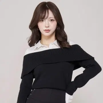 Darich 다리치 셔츠 도킹 오프숄 니트 탑 하자품