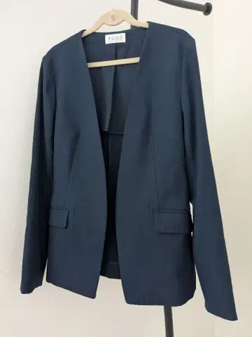 PLST 린넨 혼방 노카라 자켓 네이비 M