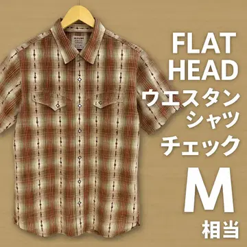 FLAT HEAD 웨스턴 셔츠 체크 반팔 M 상당