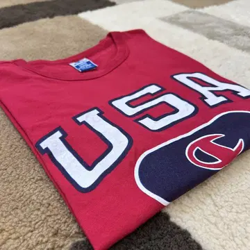 90s 챔피온 USA 파랑 자수 택 빈티지 티셔츠 남성용 반팔