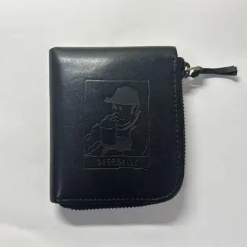 BEER BELLY 블랙 가죽 접이식 지갑