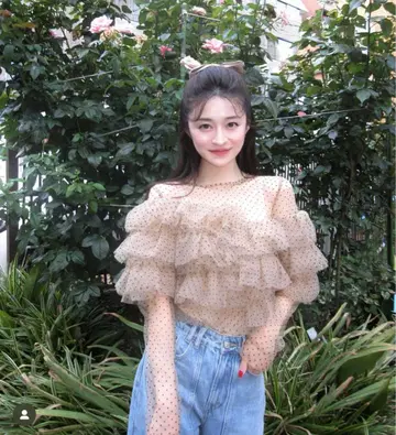 Bibiy 프릴 도트 블라우스 화이트 미사용 새상품 택 포함