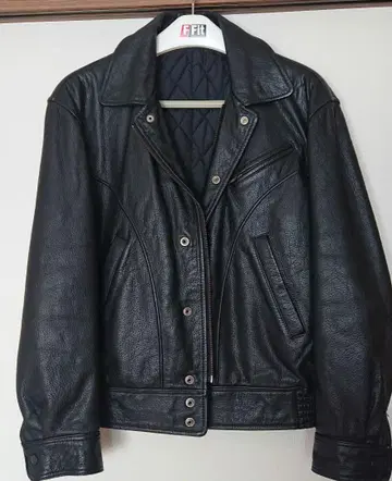 가죽 싱글 라이더 자켓 블랙 MEN'S BIGI