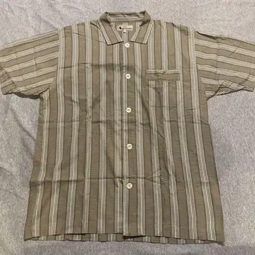 Aquascutum 반팔 셔츠 L 사이즈 브라운/스트라이프