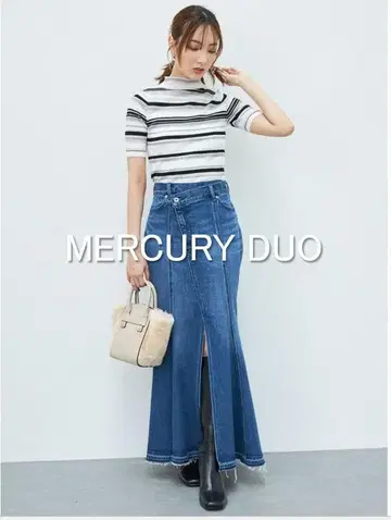 [새상품급] MERCURY DUO 데님 랩 머메이드 스커트
