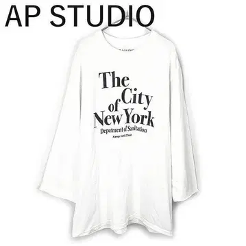 AP STUDIO 로고 컷 티셔츠 와이드 슬리브 화이트