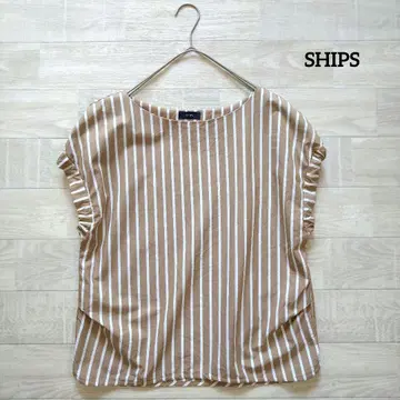 SHIPS 쉽스 스트라이프 밴딩 슬리브 블라우스