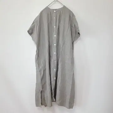 산 밸리 [F] 셔츠 원피스 / 프렌치 슬리브 린넨 100% 밑단 슬릿