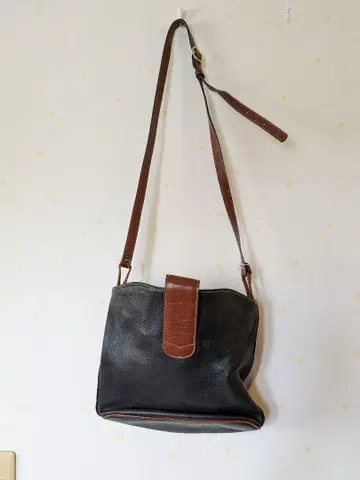 BALLY 가죽 숄더백 블랙과 브라운 이탈리아