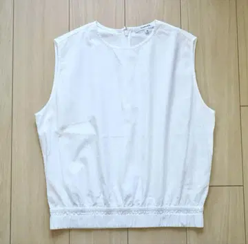 CARVEN 슬리브리스 코튼 상의 화이트