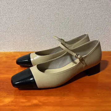 새상품급 르탈론 바이컬러 베이지 블랙 23cm 펌프스