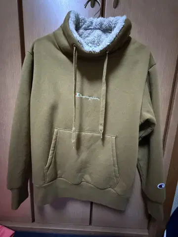 Champion 플리스 후드티 올리브
