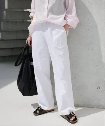 SLOBE IENA 린넨 레이온 이지 팬츠 38