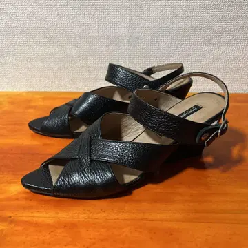 라보키고시 웍스 샌들 가죽 블랙 블랙 23cm