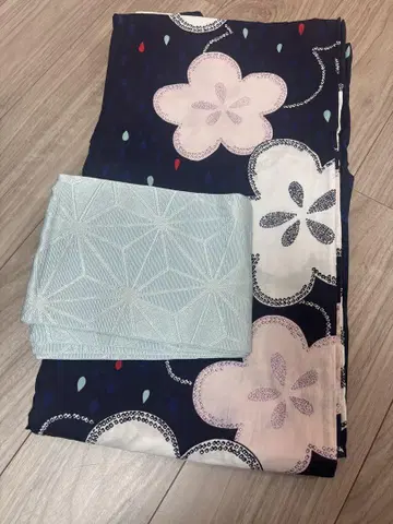 유카타 오비 2세트 네이비 꽃무늬